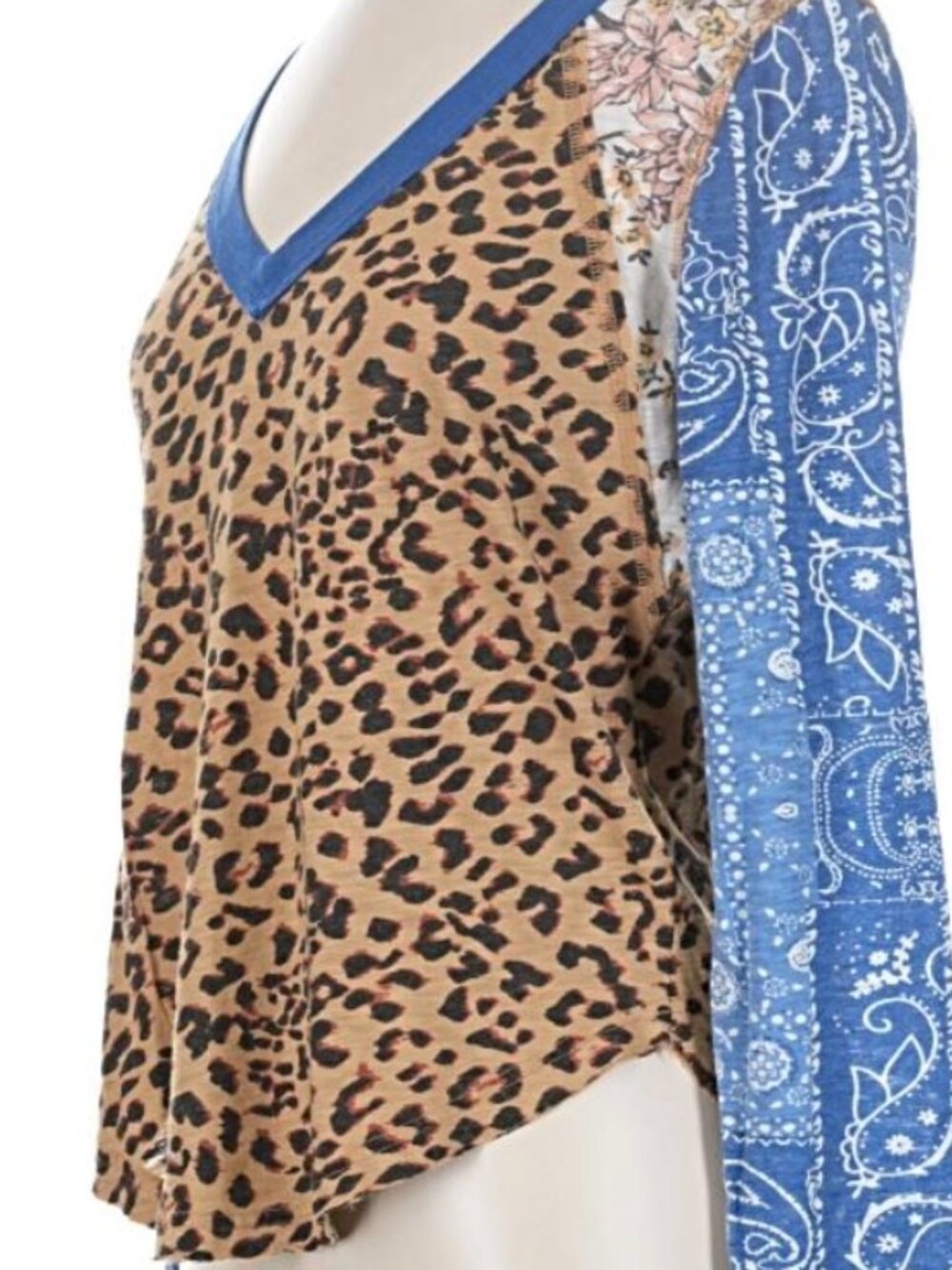 Free People We The Free Friday Night Mixed Print Long Sleeve Top Boho Cozy XS - Picture 11 of 13
